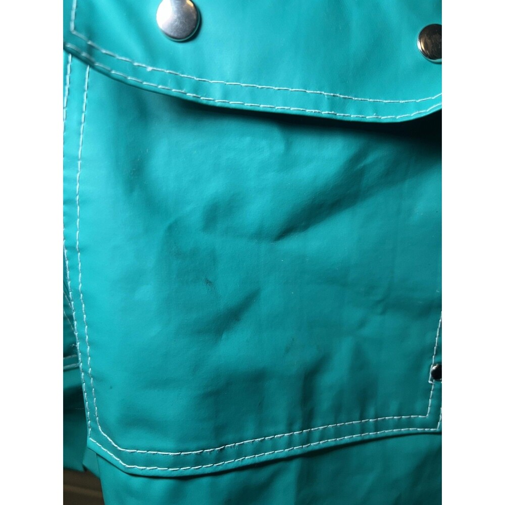 Vintage Charles River Coat Womens Medium Green Hooded PVC Rain Reversible 80s - Picture 4 of 16